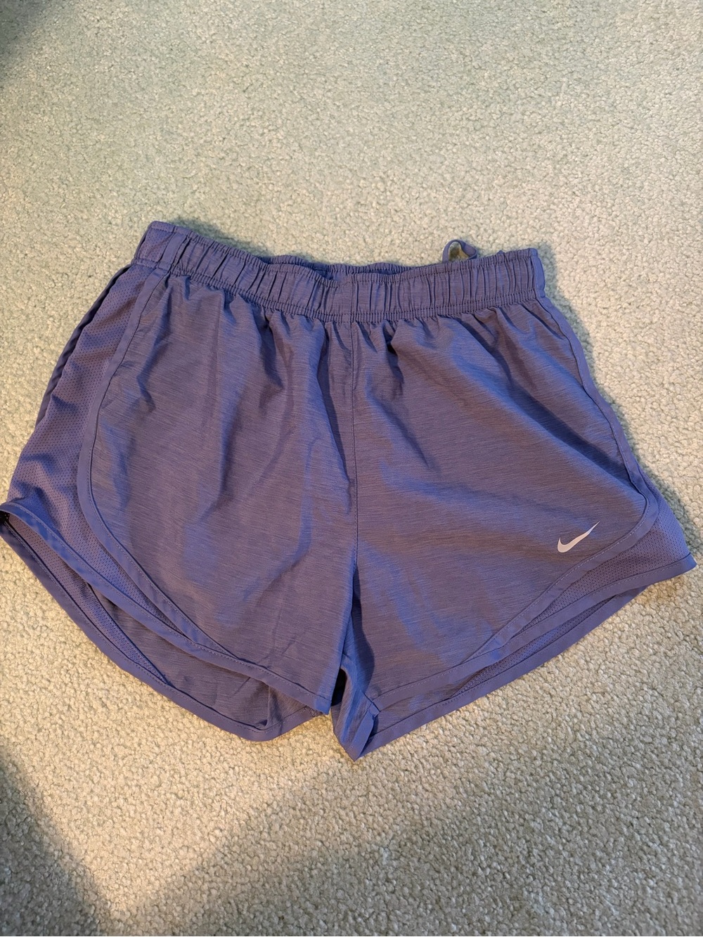 Nike Women's Purple Athletic Shorts with White Swoosh